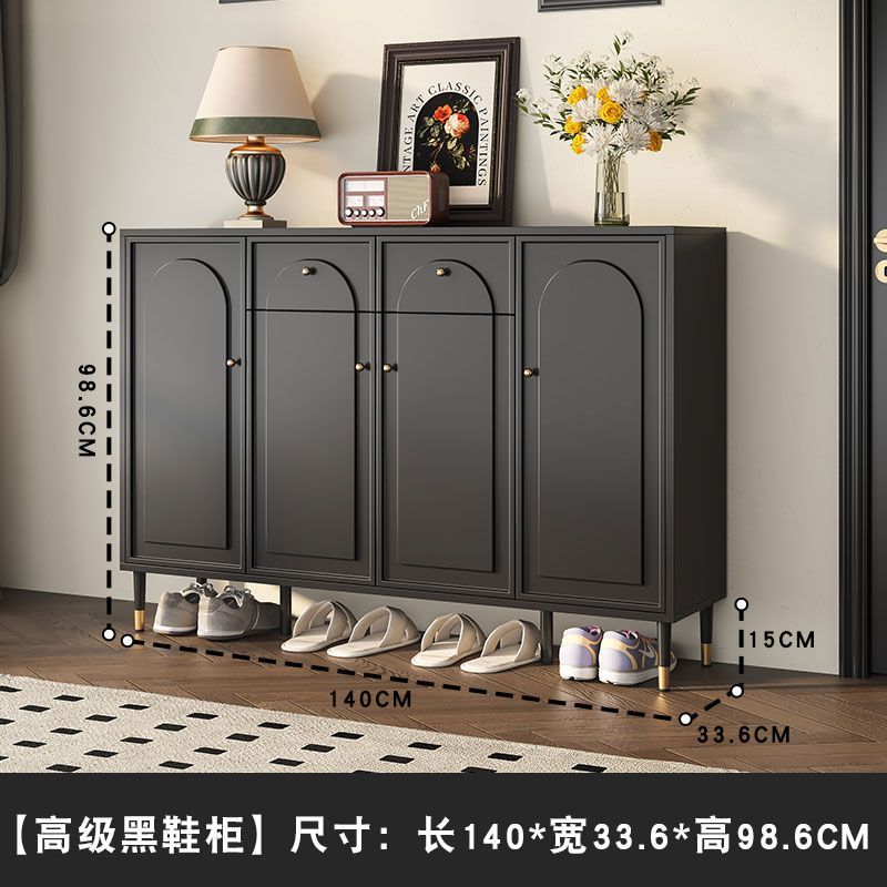 法式現代簡約黑色鞋櫃家用門口大容量入戶玄關一體儲物櫃收納新款