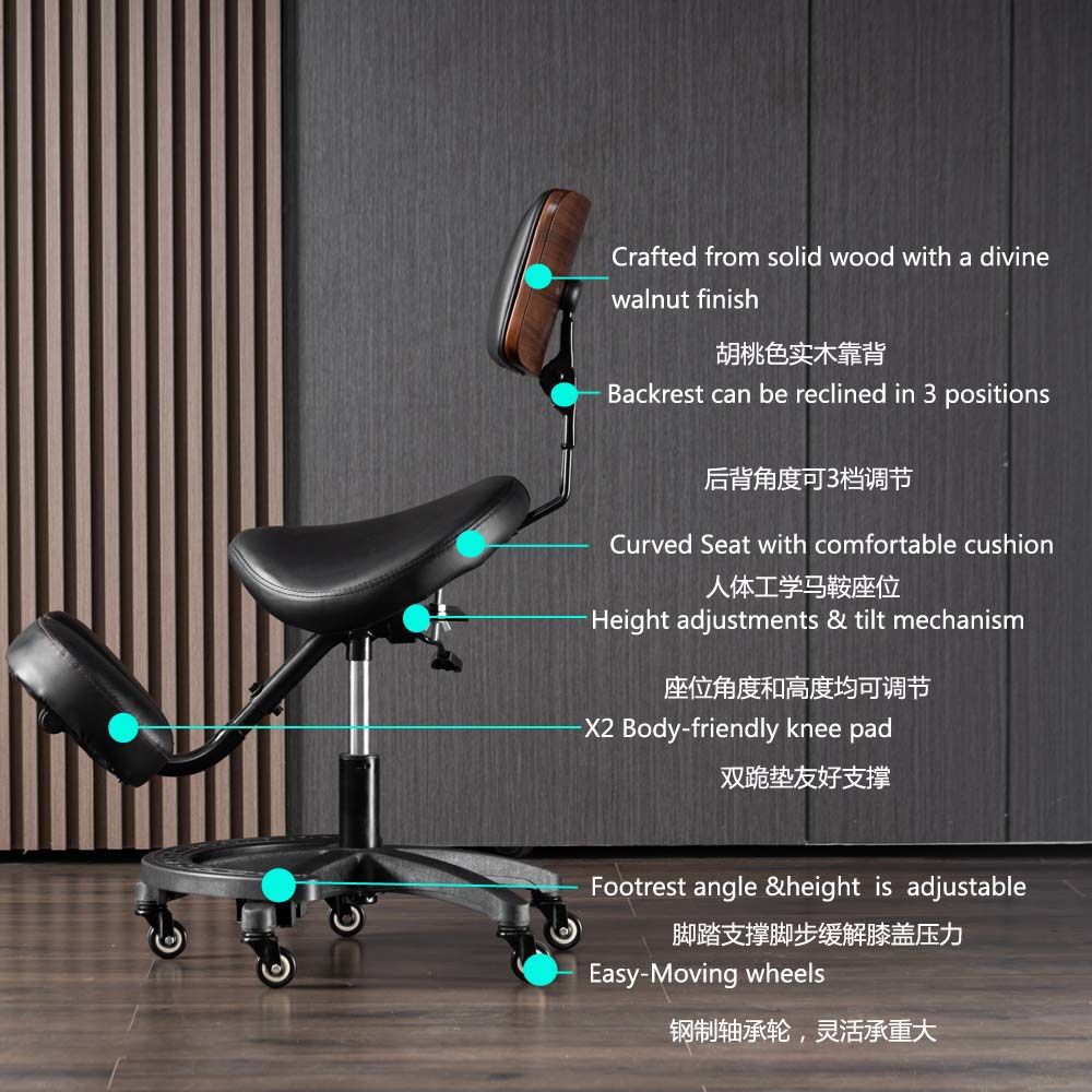人体工学椅电脑椅家用舒适久坐骑马椅靠背椅子坐姿矫正跪椅可调节