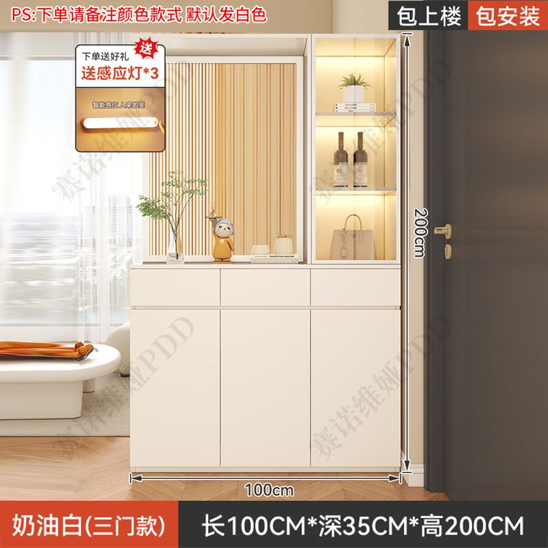 實木鞋櫃入戶正對門口屏風隔斷客廳遮擋儲物玄關櫃輕奢靠牆置物櫃