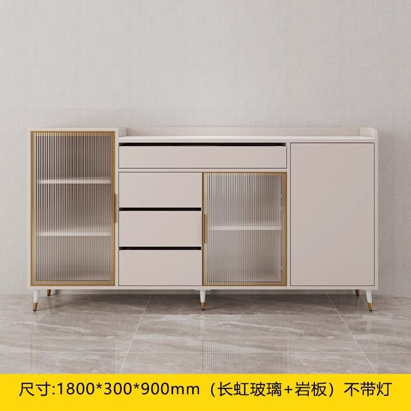客厅沙发背柜奶油风岩板餐边柜实木多层板横厅隔断柜后靠背柜矮柜