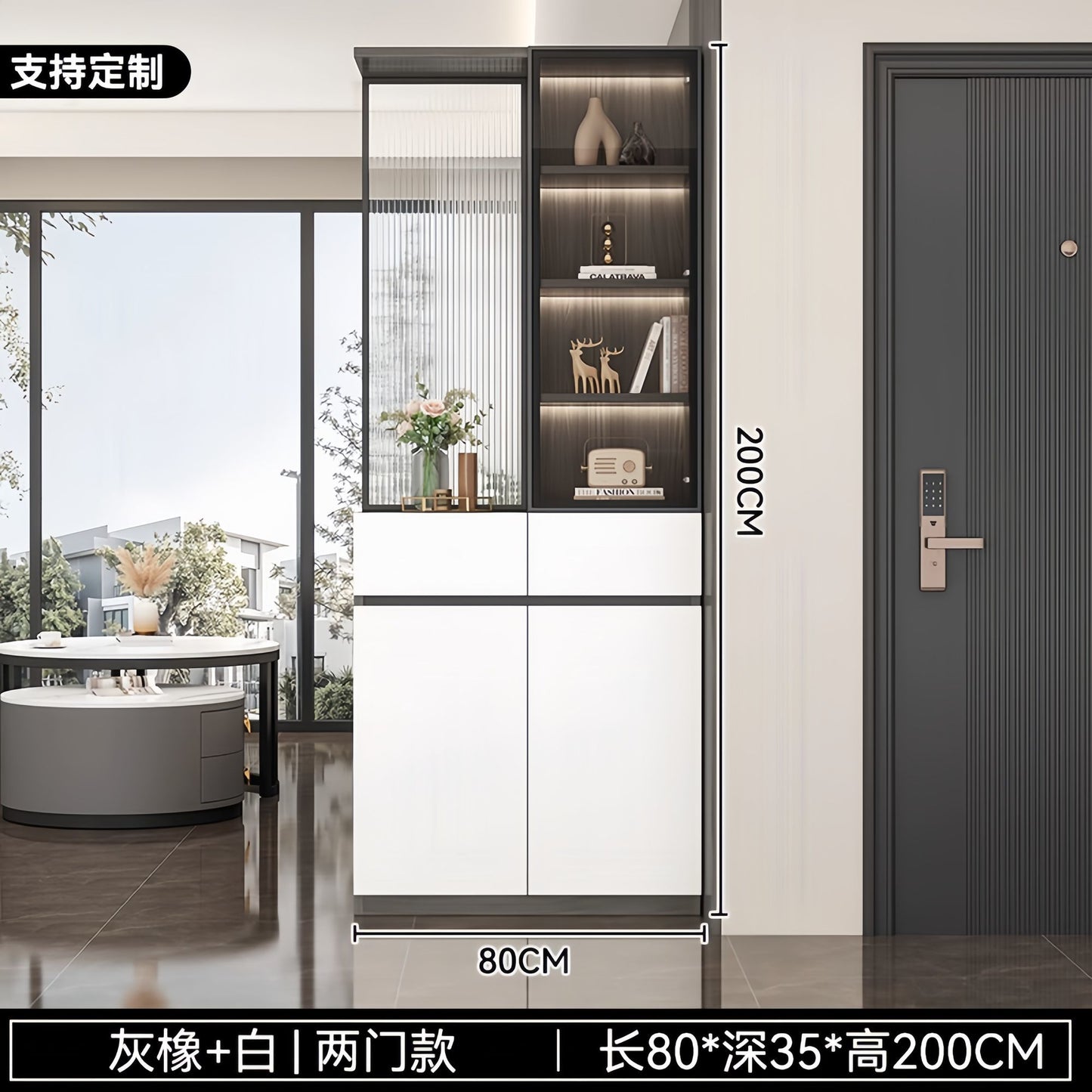 玄關櫃入戶正對門客廳屏風隔斷置物架一體實木鞋櫃現代簡約門廳櫃