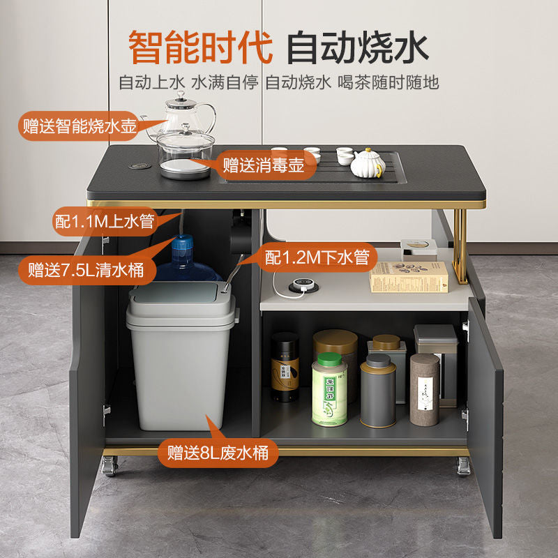 移动茶桌家用小户型乌金石茶台功夫茶几北欧多功能阳台小茶车