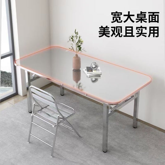 特厚不锈钢折叠长方形桌免安装家用户外摆摊夜市吃饭桌便携餐桌子