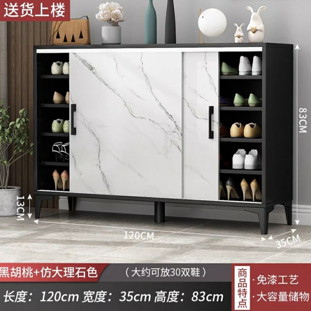 轻奢仿大理石鞋柜推拉移门鞋架家用门口门厅玄关收纳大容量省空间