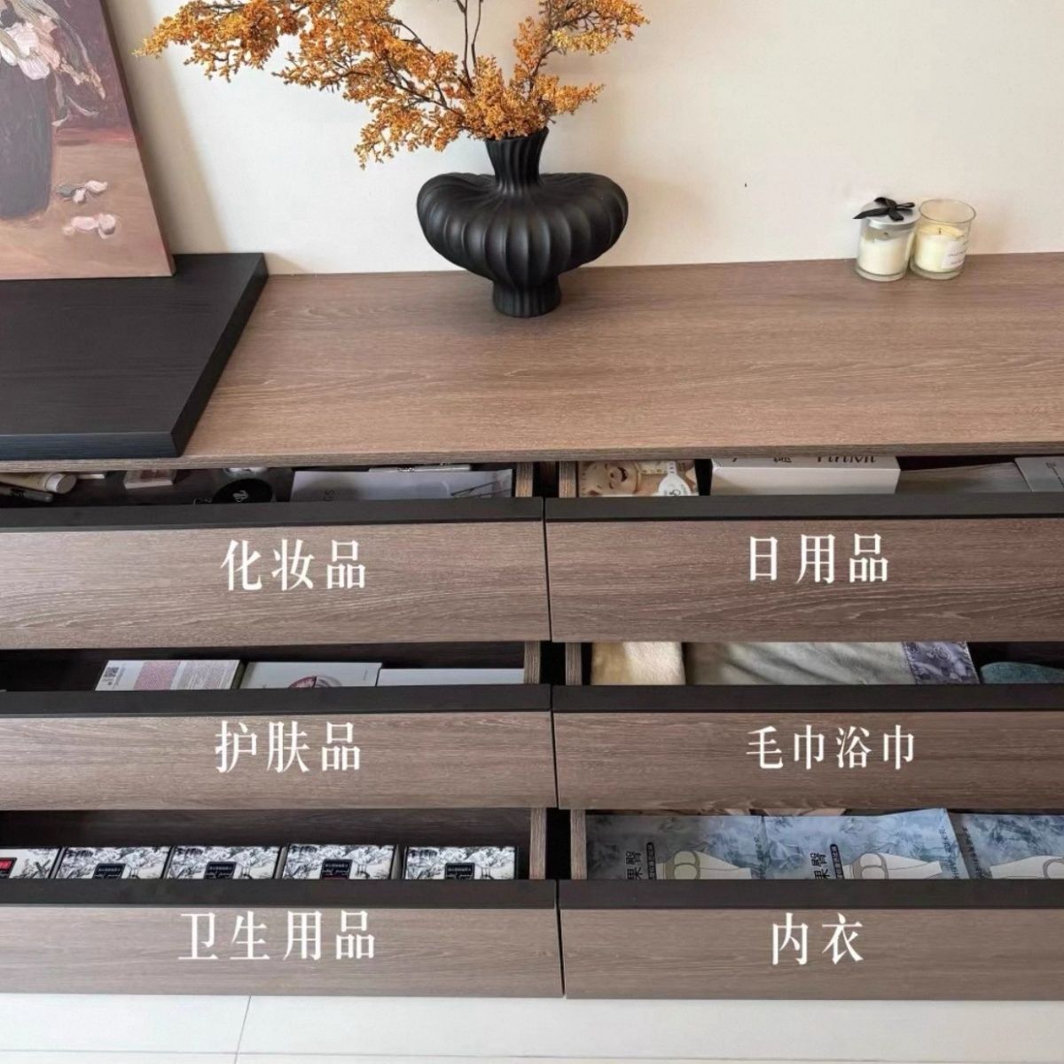 輕奢化妝梳妝檯收納一體伸縮現代簡約黑色臥室牀尾鬥櫃小戶型高級