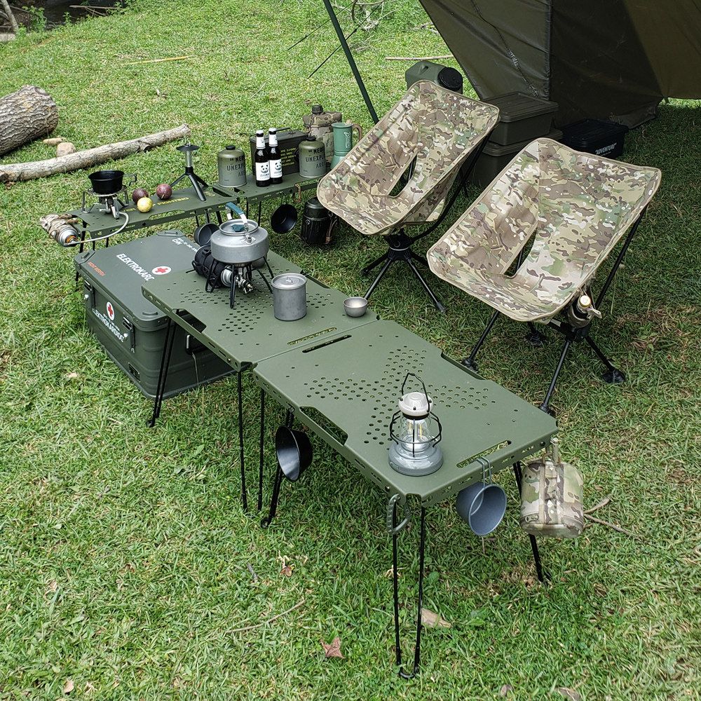 酋長戶外摺疊桌 鋁合金便攜式軍風戰術桌 露營野餐桌子可拼多功能