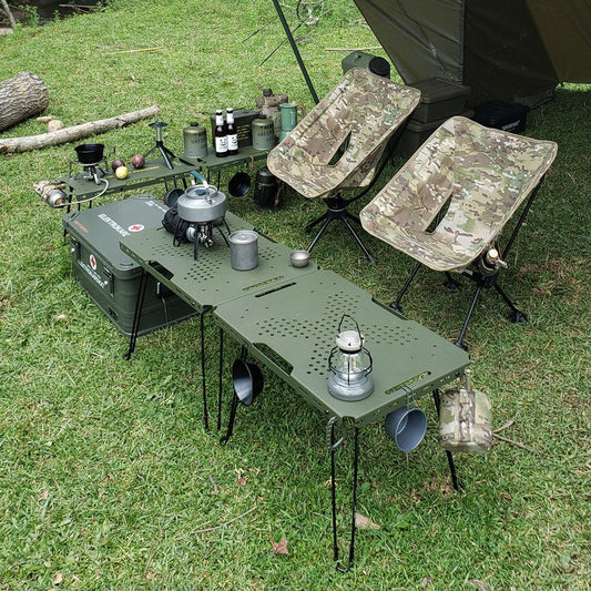 酋長戶外摺疊桌 鋁合金便攜式軍風戰術桌 露營野餐桌子可拼多功能