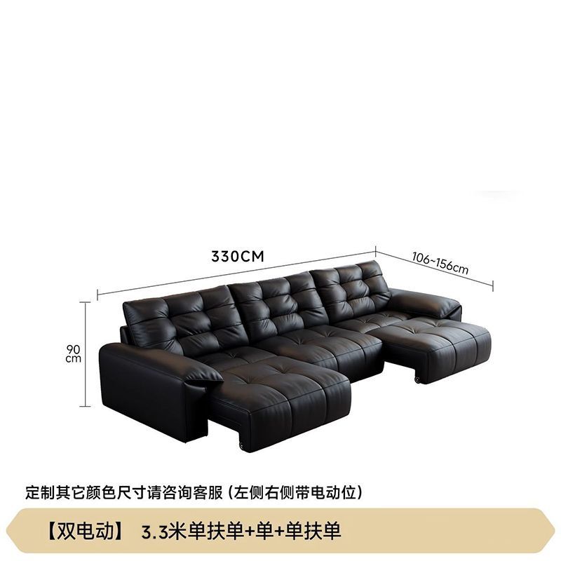 新款簡約意式沙發牀客廳生態皮沙發軟包沙發極簡功能靠牆電動直排