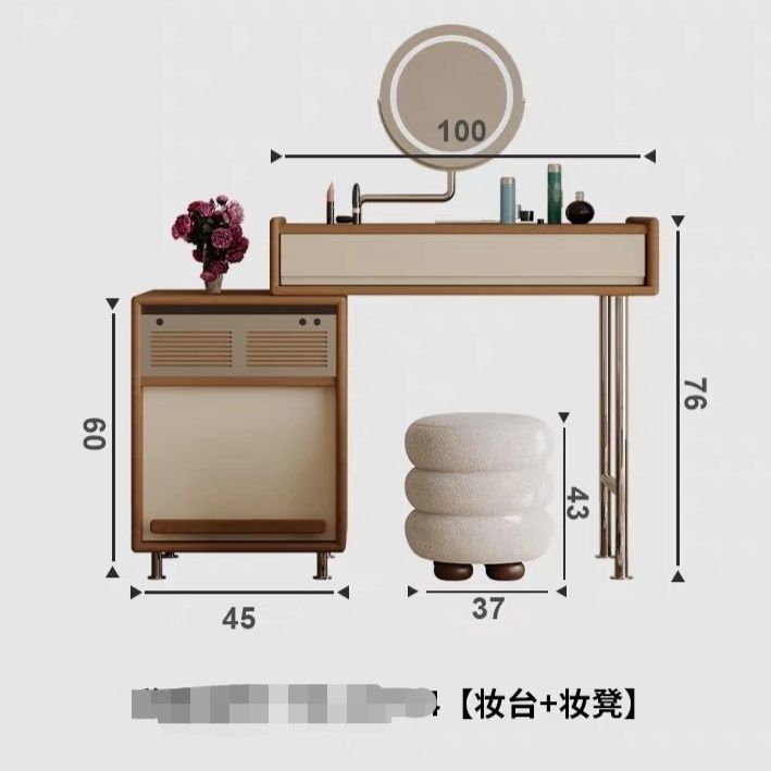 法式梳妝檯鬥櫃復古風房間可伸縮收納一體臥室黃楊木小戶型化妝桌