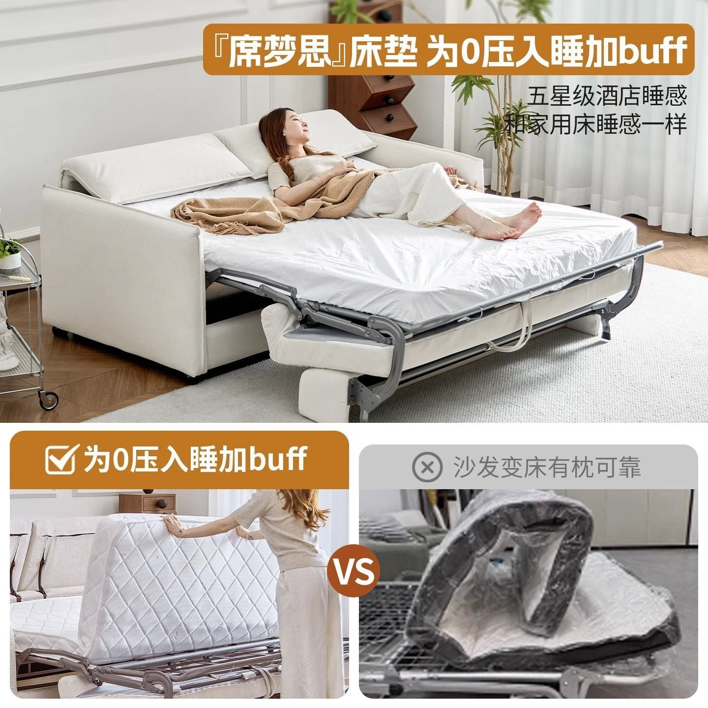 小戶型沙發牀翻轉折疊一體兩用2025新款帶牀墊可伸縮摺疊客廳沙發