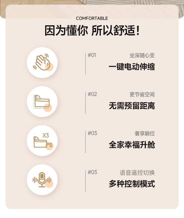 [布典]2025新款勞倫斯客廳大小戶型零靠牆功能電動布藝沙發牀