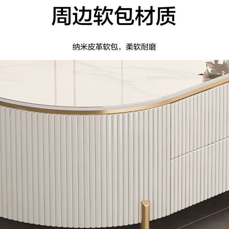 岩板茶几客厅家用2024新款轻奢高级感桌网红小户型椭圆茶几电视柜