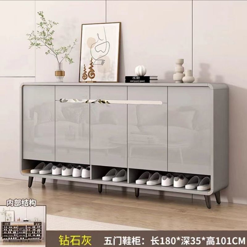 北歐原木風新中式入戶鞋櫃玄關入戶生態板收納櫃可坐大容量換鞋凳