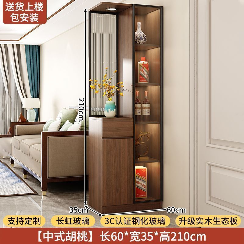 實木入戶玄關櫃鞋櫃一體客廳隔斷屏風櫃正對門儲物門廳櫃中古定製