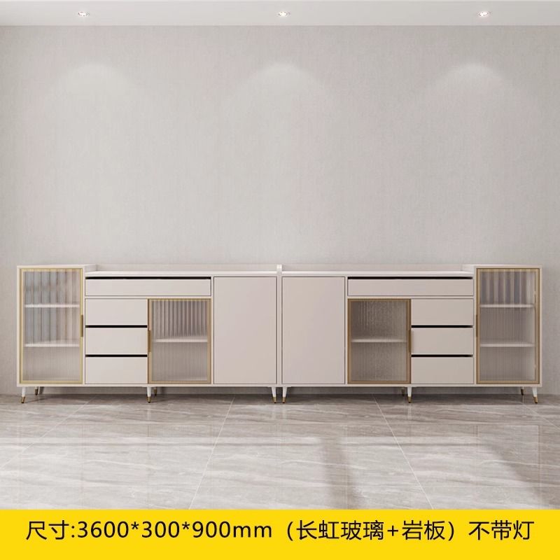 客厅沙发背柜奶油风岩板餐边柜实木多层板横厅隔断柜后靠背柜矮柜