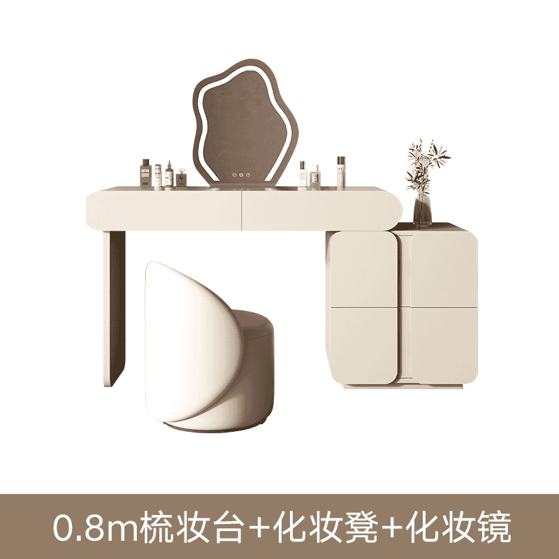 輕奢梳妝檯收納櫃一體臥室簡約現代小戶型化妝臺詫寂風伸縮化妝桌