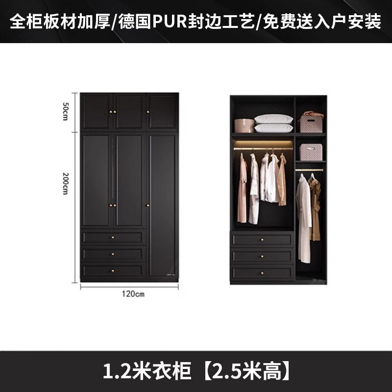 中古风衣柜黑色柜子衣柜家用卧室小户型现代简约边柜顶柜现货美式