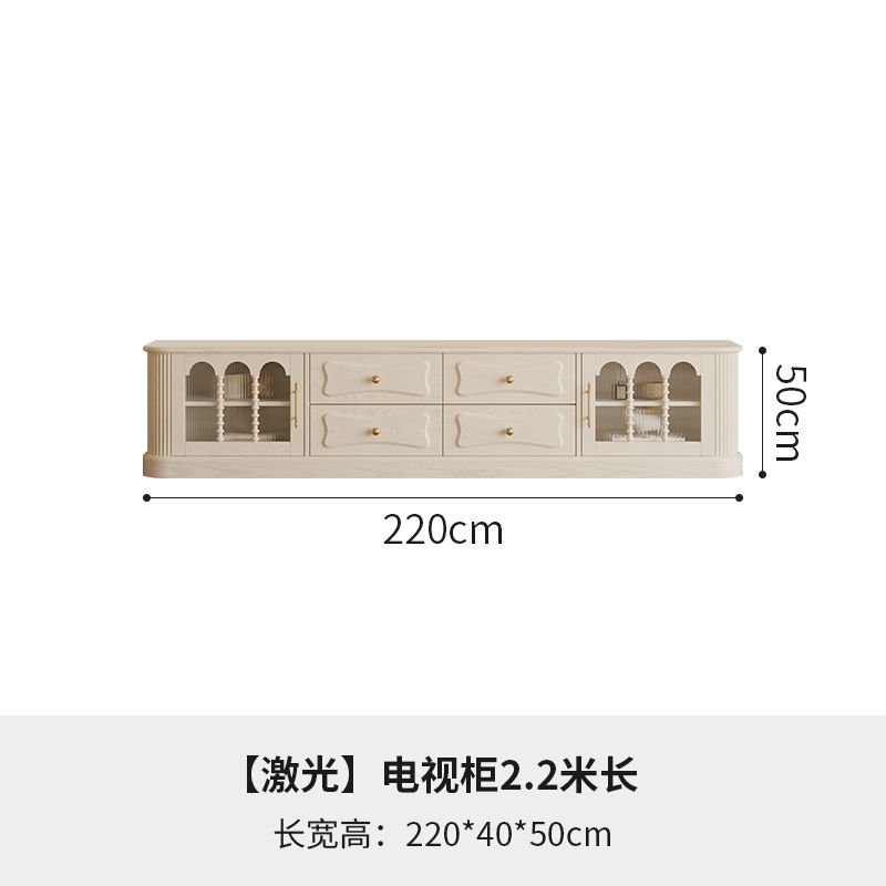 法式复古全实木奶油风电视柜客厅小户型收纳储物柜一体美式置物柜