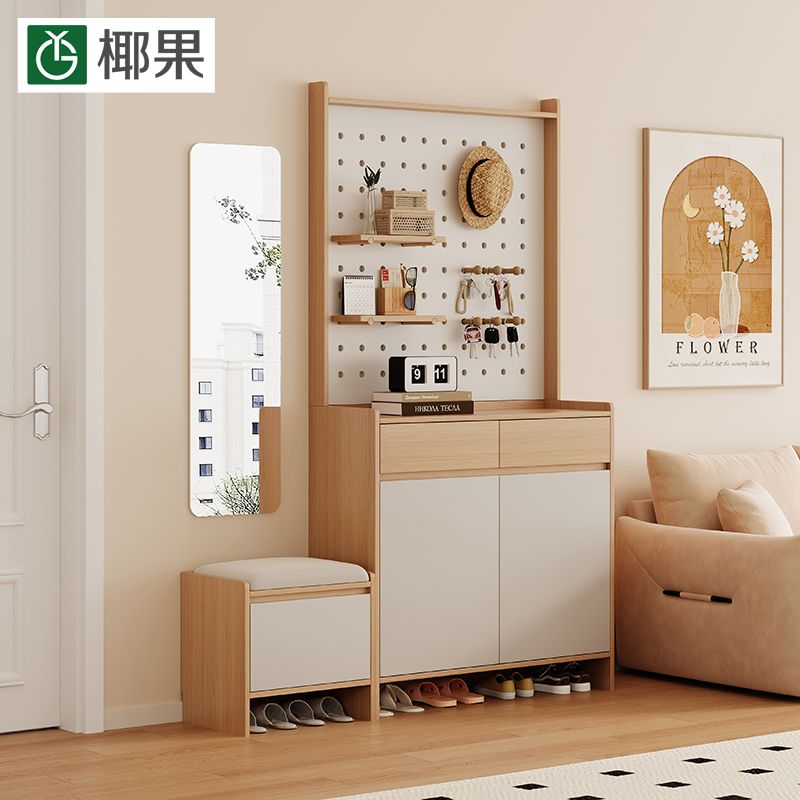 鞋櫃家用門口入戶奶油新款大容量玄關櫃多層靠牆儲物櫃陽臺收納櫃
