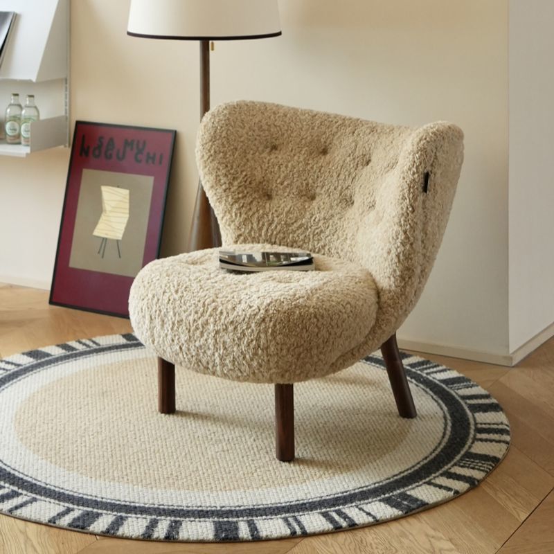沙發椅詫寂風小佩特拉設計師單人休閒椅客廳臥室家用實木羊羔絨椅