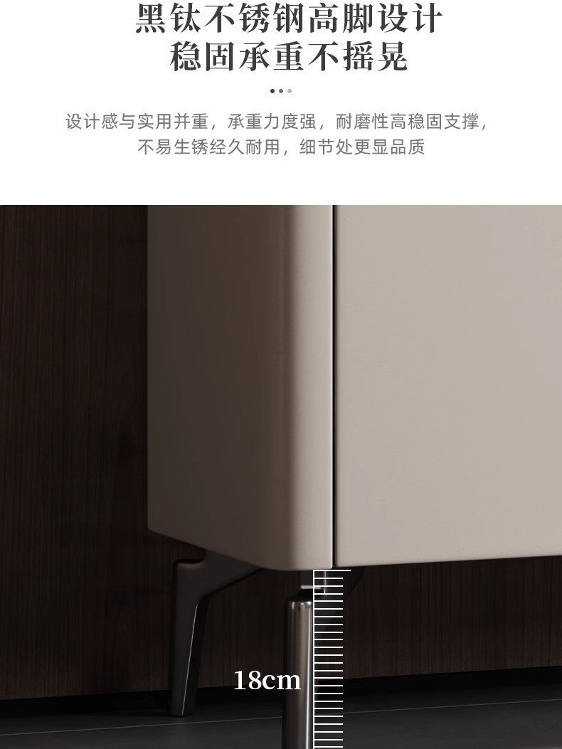 輕奢巖板餐邊櫃實木新款超薄儲物櫃臥室收納鬥櫃多功能客廳酒櫃