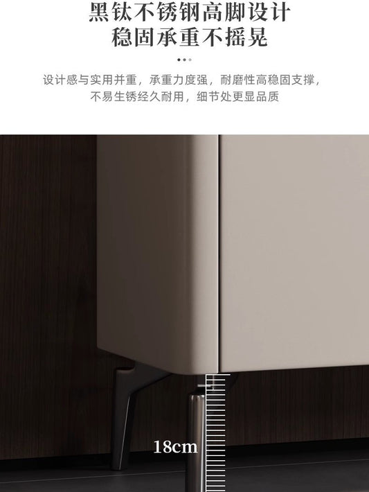 輕奢巖板餐邊櫃實木新款超薄儲物櫃臥室收納鬥櫃多功能客廳酒櫃