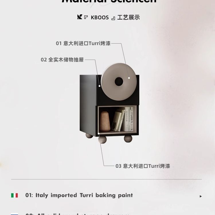 現代簡約牀頭櫃高亮光烤漆儲物收納意式極簡臥室輕奢高級感牀邊櫃