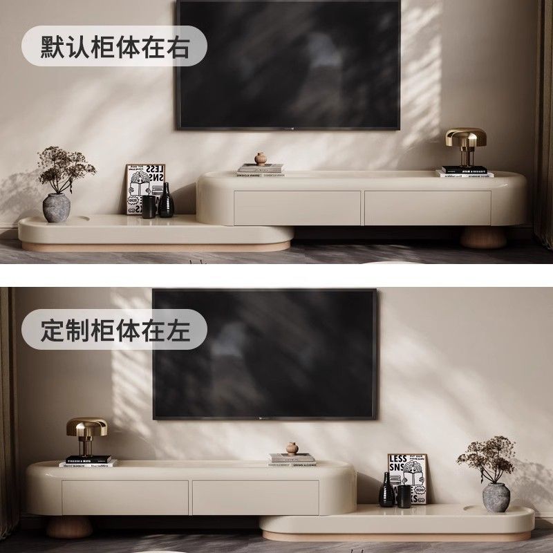 設計師推薦法式奶油高端實木組合茶几伸縮電視櫃客廳藝術款小戶型
