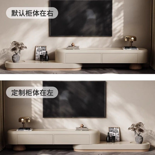 設計師推薦法式奶油高端實木組合茶几伸縮電視櫃客廳藝術款小戶型