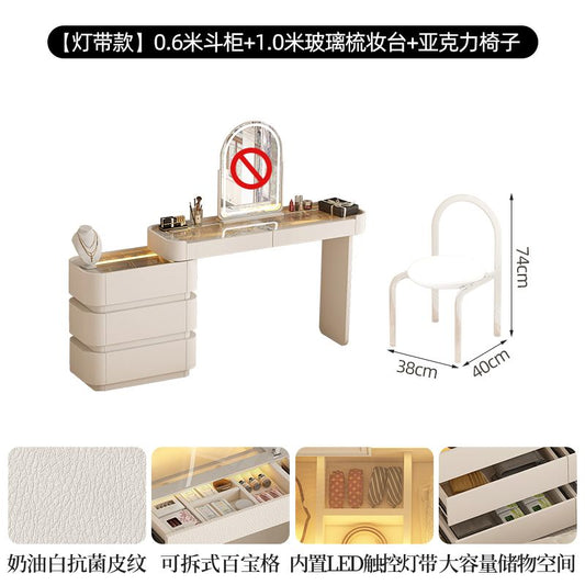 vanity table日式女生臥室房間梳妝檯豪華歐式高級感牆角收納櫃桌