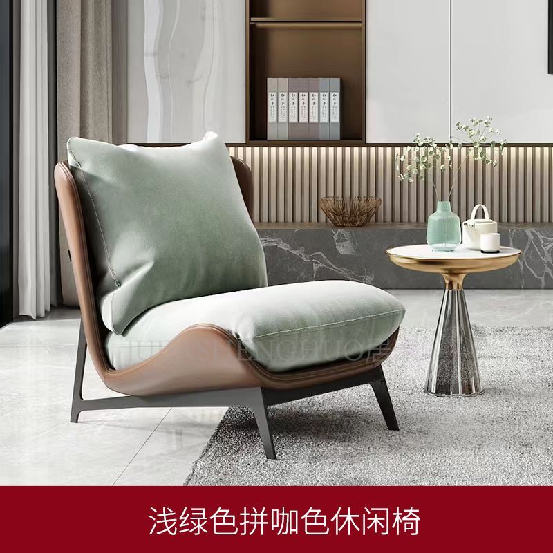 新輕奢單人沙發椅陽臺休閒椅小戶型極簡設計師款陽臺椅客廳懶人躺
