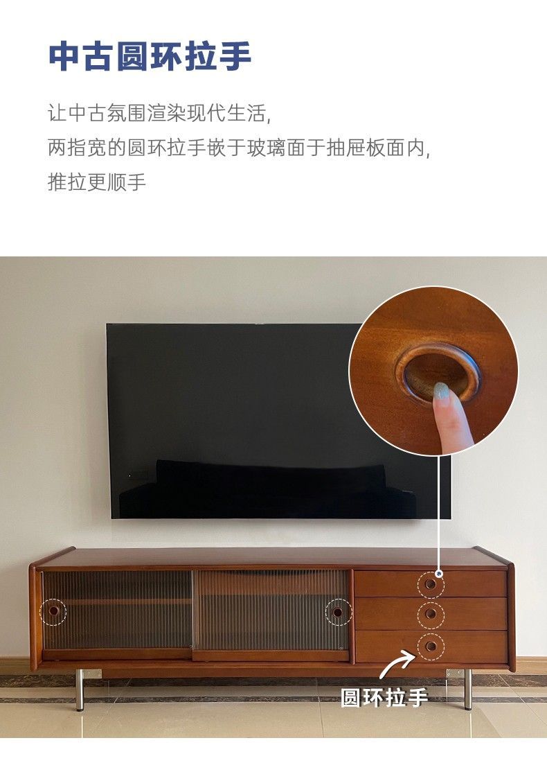 中古風實木電視櫃小戶型客廳收納儲物一體黃楊木電視機櫃落地整裝