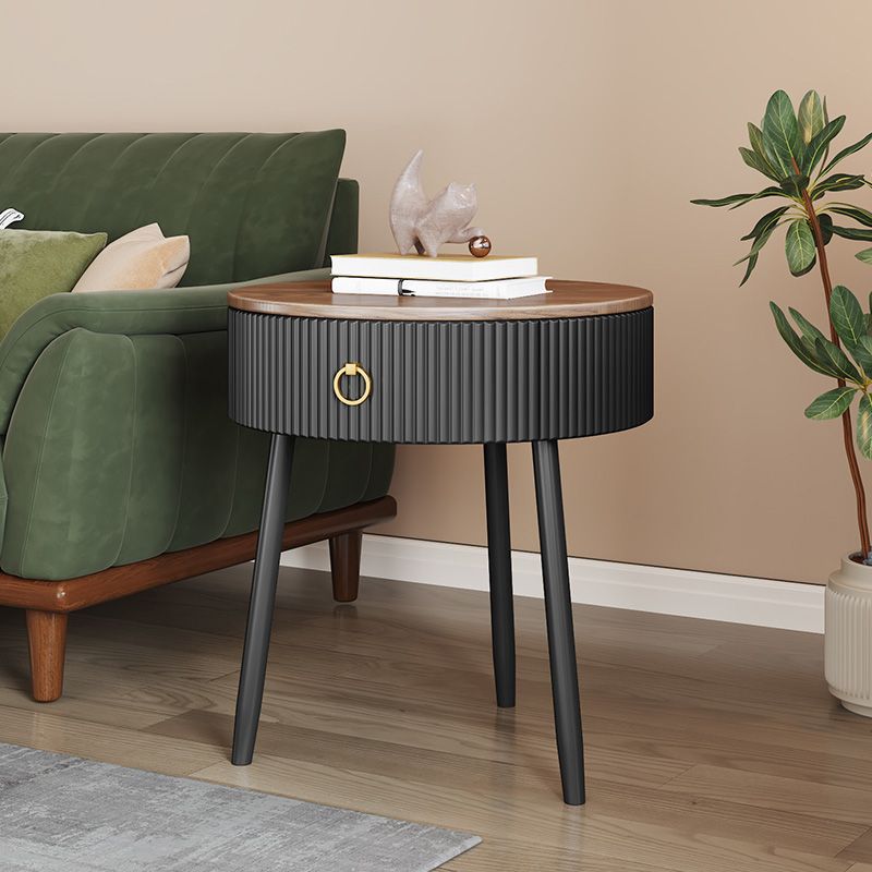 中古風創意邊幾客廳簡約圓形家用臥室牀頭櫃新款帶抽屜儲物置物架