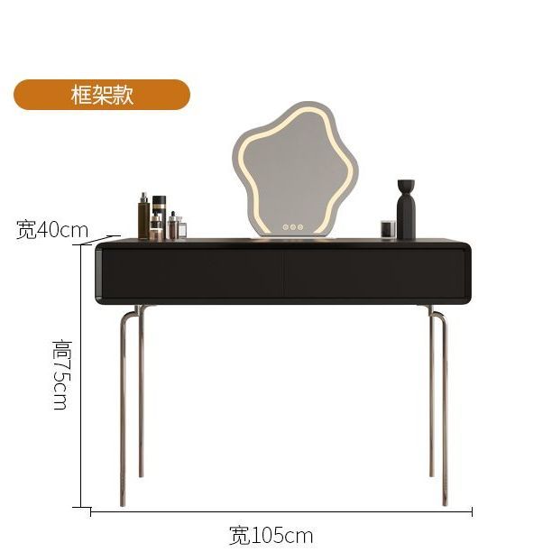 意式極簡梳妝檯可伸縮收納櫃家用臥室現代簡約風LED鏡網紅化妝桌