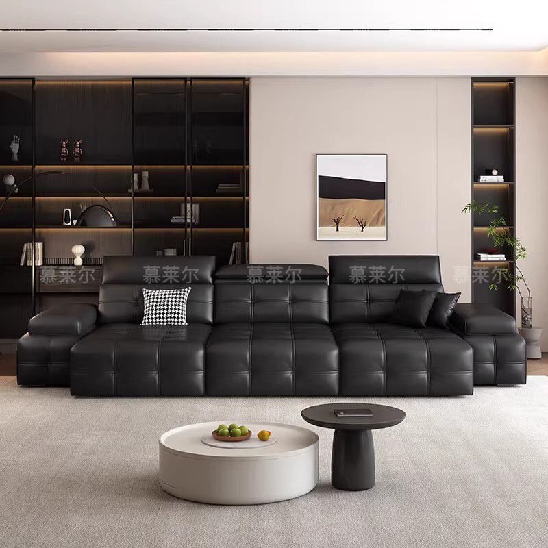 Lawrence Electric Top-Grain Genuine Leather Retractable Sofa Bed – Italian Light Luxury Multi-Functional Compact Option for Small Living Rooms
