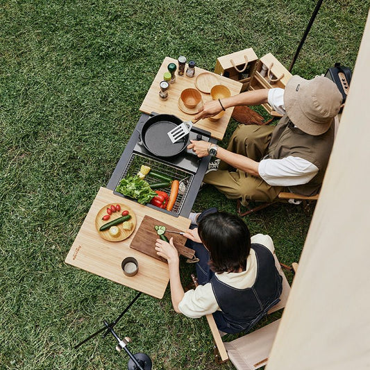 Naturehike挪客戶外露營燒烤桌子IGT可延伸竹臺滑軌桌便攜摺疊桌