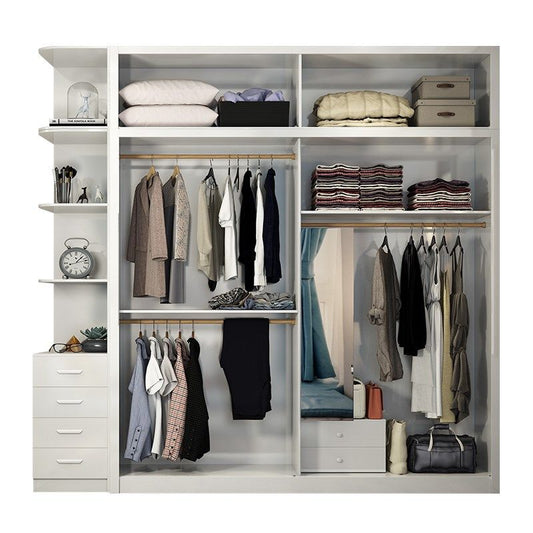 簡約現代經濟型烤漆衣櫃推拉門臥室板式整體組裝實木質移門大衣櫥