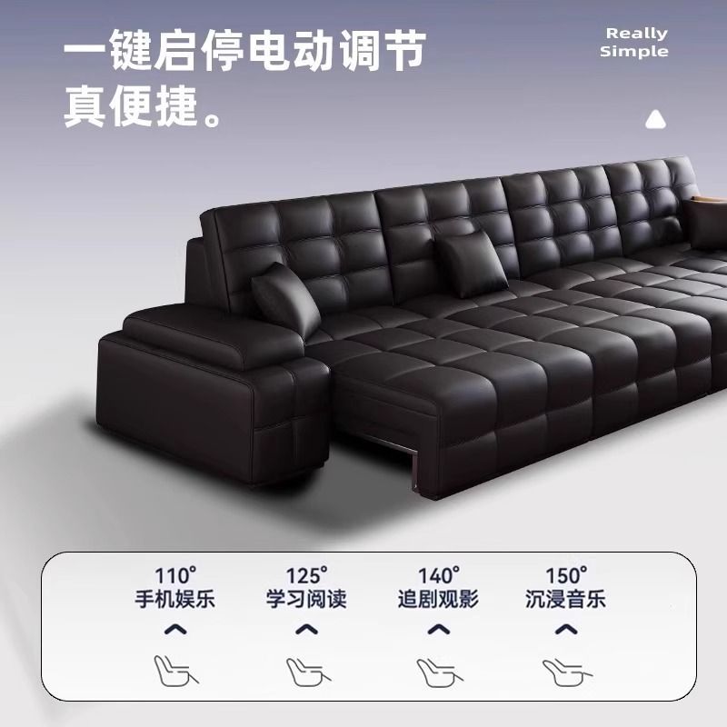 2026新款零靠牆大小戶型勞倫斯電動功能伸縮真皮沙發牀直排皮沙發
