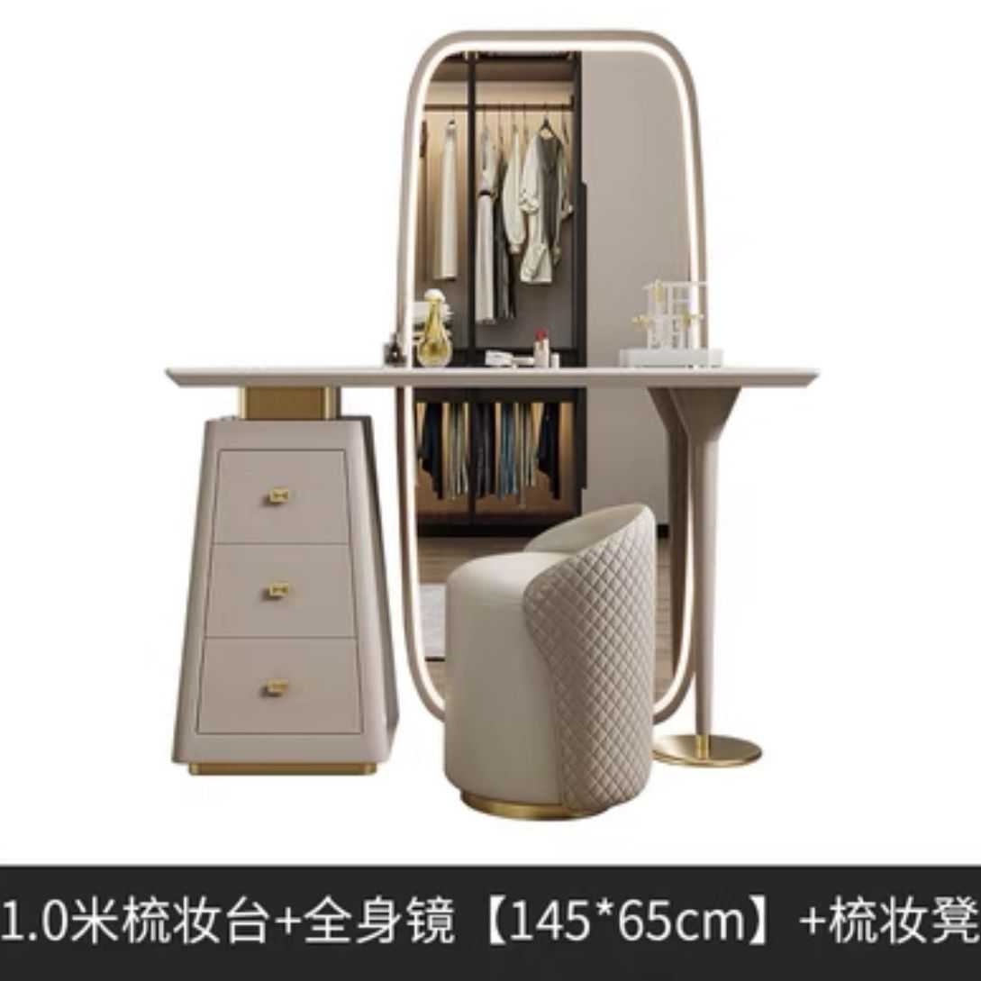2023輕奢梳妝檯 LED一體全身鏡現代簡約小戶型臥室網紅巖板化妝臺