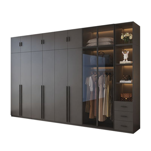 衣櫃家用臥室出租房用輕奢玻璃門網紅簡約簡易高級輕奢收納大櫃子