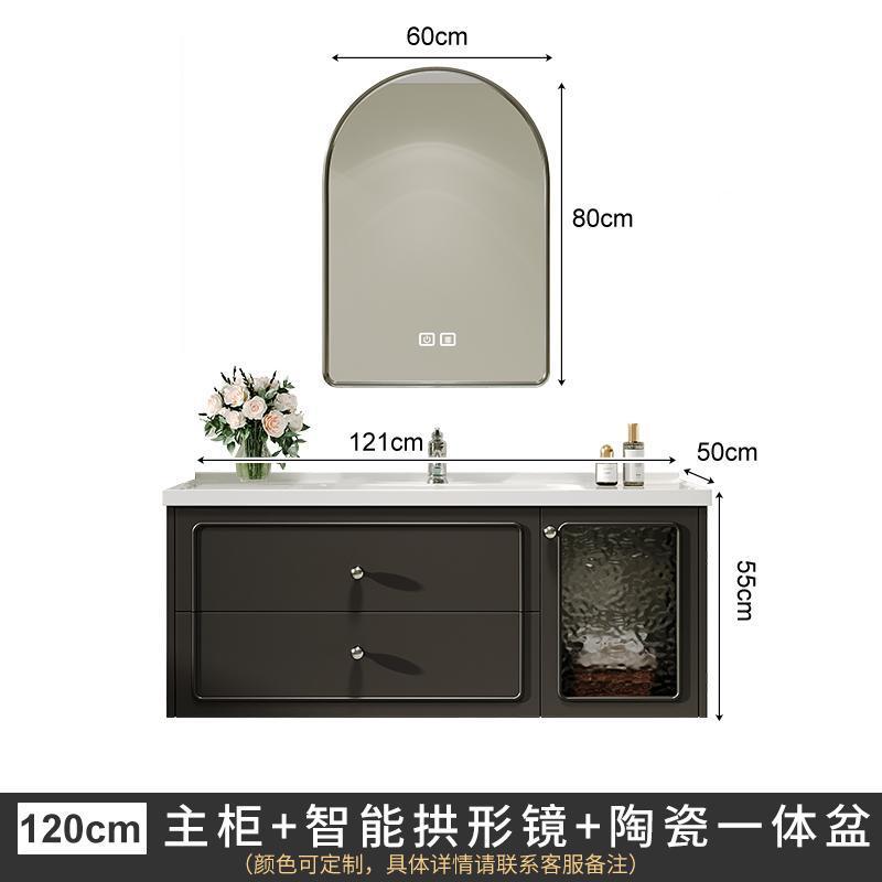 法式一體盆浴室櫃組合隱形風水鏡隱藏式鏡櫃衛生間洗漱臺洗手盆櫃