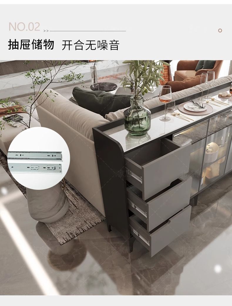 輕奢玻璃門巖板餐邊櫃客廳沙發靠背櫃橫廳隔斷櫃極簡靠山櫃大理石