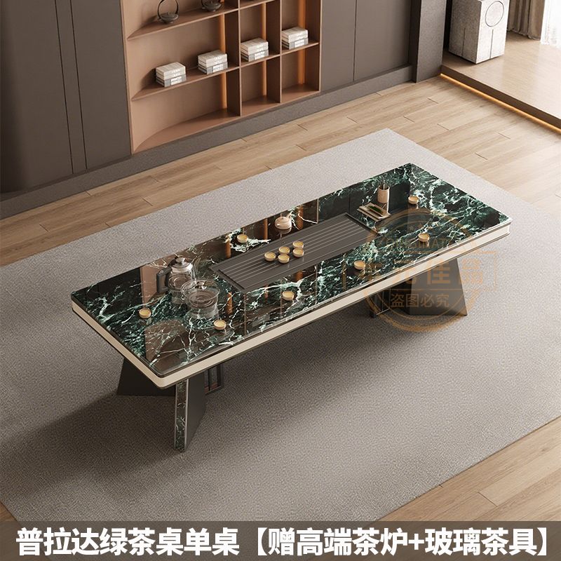 本元佳品超晶石岩板茶桌椅组合现代简约别墅一体茶台设计师高级感