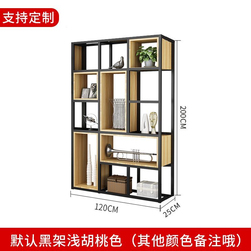 美式铁艺置物架落地屏风隔断客厅实木书架办公室多层展示架收纳架