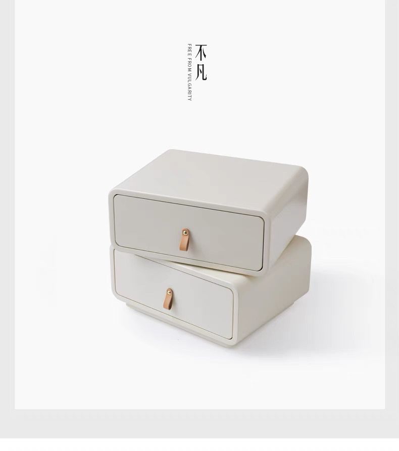 LZ現代奶油風簡約實木牀邊櫃收納臥室旋轉法式輕奢牀頭櫃