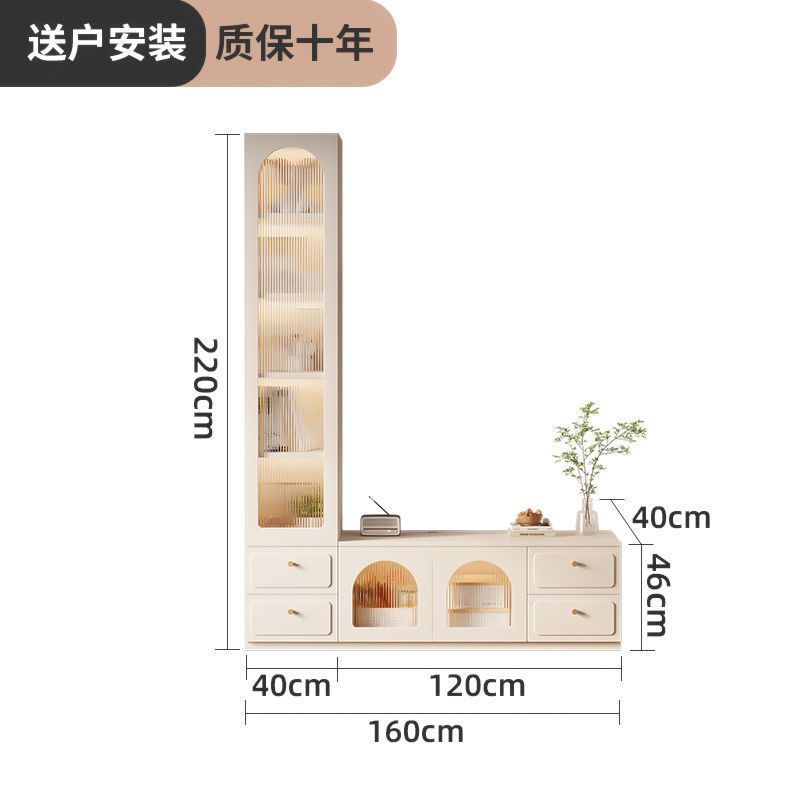 伊阳实木电视柜简约客厅家用收纳储物柜一体组合落地电视背景墙柜