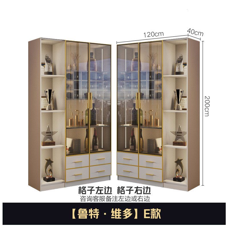 轻奢书柜电脑桌一体组合办公书橱小户型现代简约玻璃门多功能酒柜