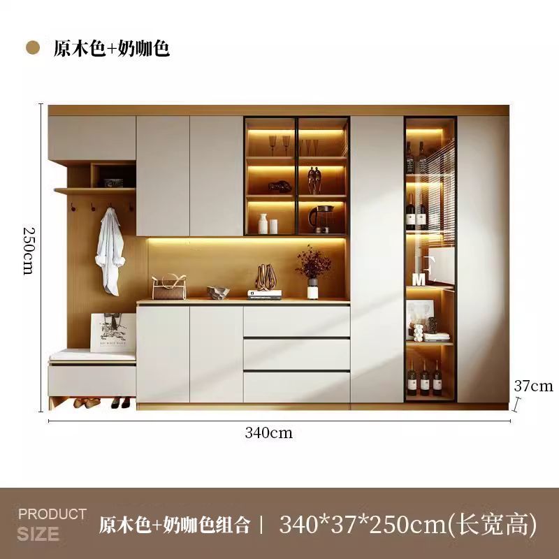 實木入戶門口鞋櫃家用餐邊櫃2025新款玄關櫃鞋櫃收納櫃一體靠牆