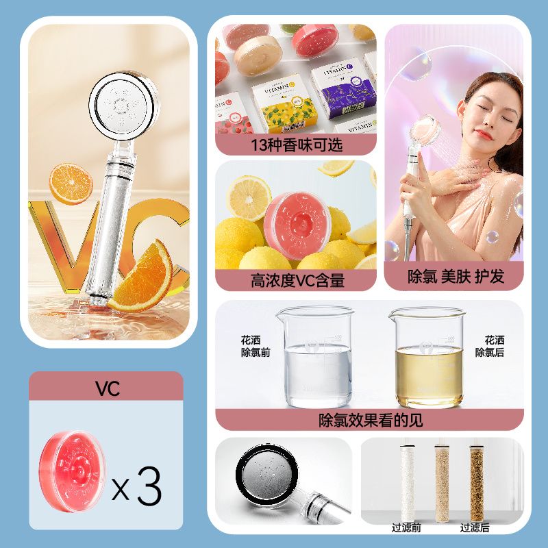 晨雨淨水過濾花灑過濾器增壓除氯美膚淋浴噴頭宿舍蓮蓬頭
