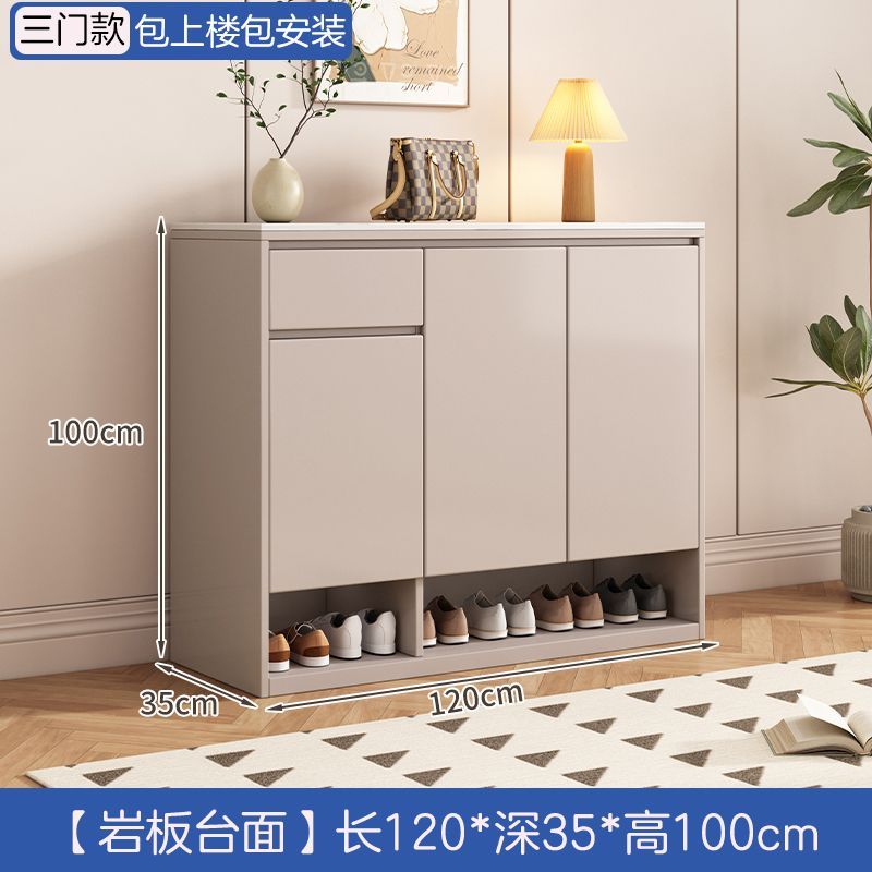 實木巖板鞋櫃多層家用門口大容量儲物櫃包郵一體靠牆入戶玄關鞋櫃